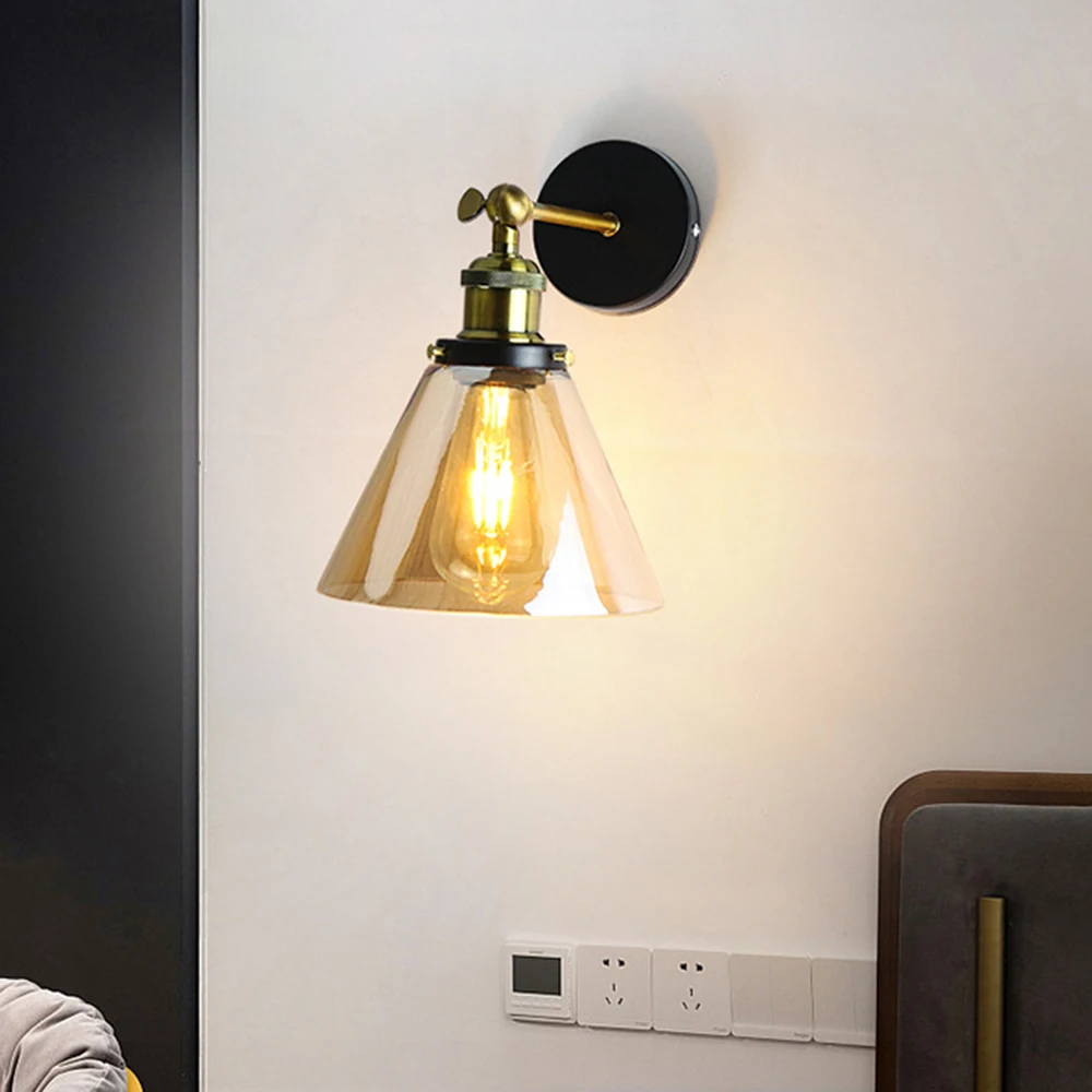 GZMJ LED Coffee Bar Loft Vintage Hang Lamp Wall Light Glass Rope Industrial Smoky Grey Kitchen Garden
