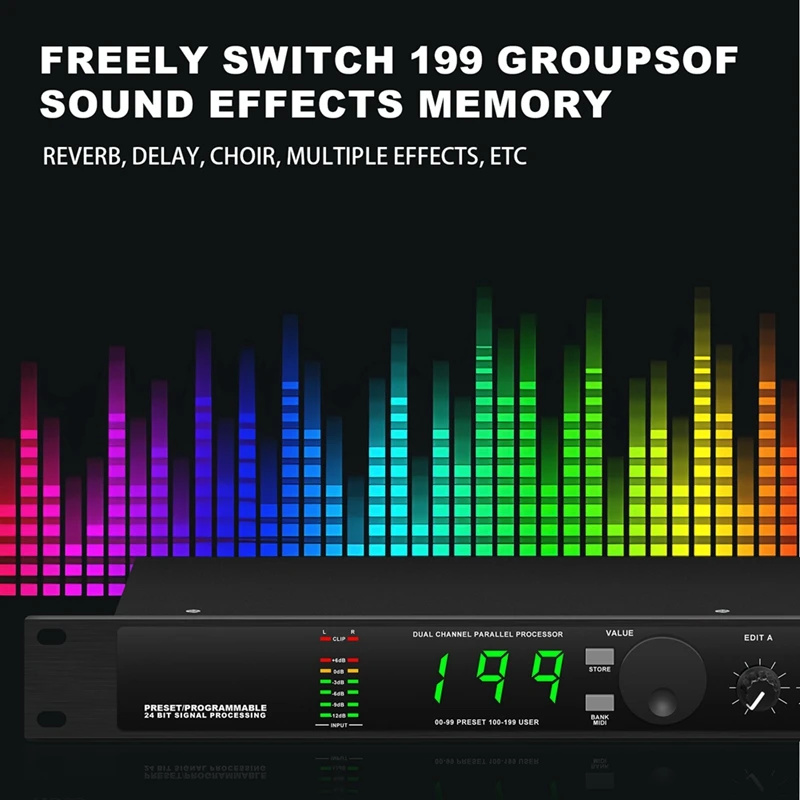 Professional Digital Reverberation Multi Effect DSP Processor Audio Processor Equalizer Durable Easy Install EU PLUG