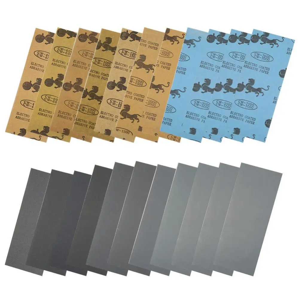 Wet Dry Sandpaper Sheets 400/600/800/1000/1200/1500/2000/2500# Polish Sand Paper Sheets Silicon Carbide Home Coarse