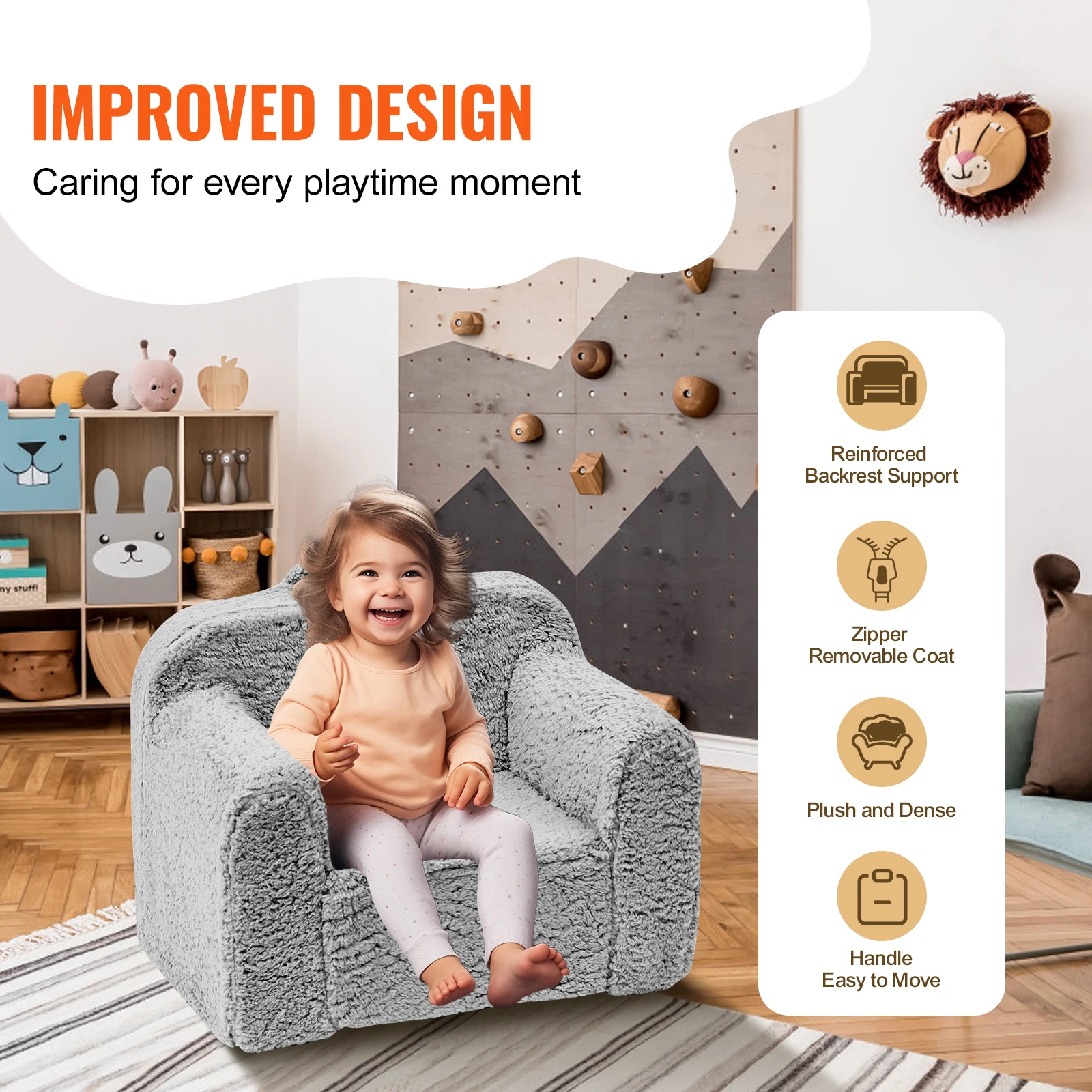 VEVOR Kids Armchair Kids Sofa with High-density 25D Sponge Snuggly-Soft Toddler Chair Reading Couch for Bedroom and Playroom 5