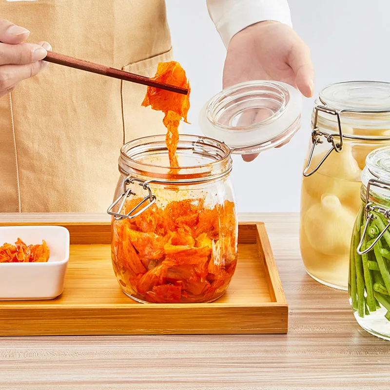 Sealed Glass Jars with Clip Lids, Honey Bottles, Snack Jars, Grain Storage Jars, Candy Jars, Stainless Steel Snap Seal Jars 2