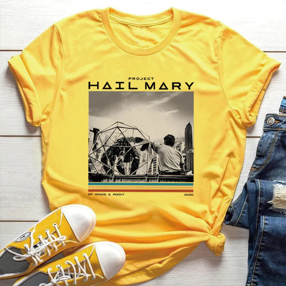Vintage Project Hail Mary T-Shirt Sci-Fi Space Novel Fan Tee Shirts Funny Nerd Book Lover Graphic Short Sleeves Tops Fans Gift