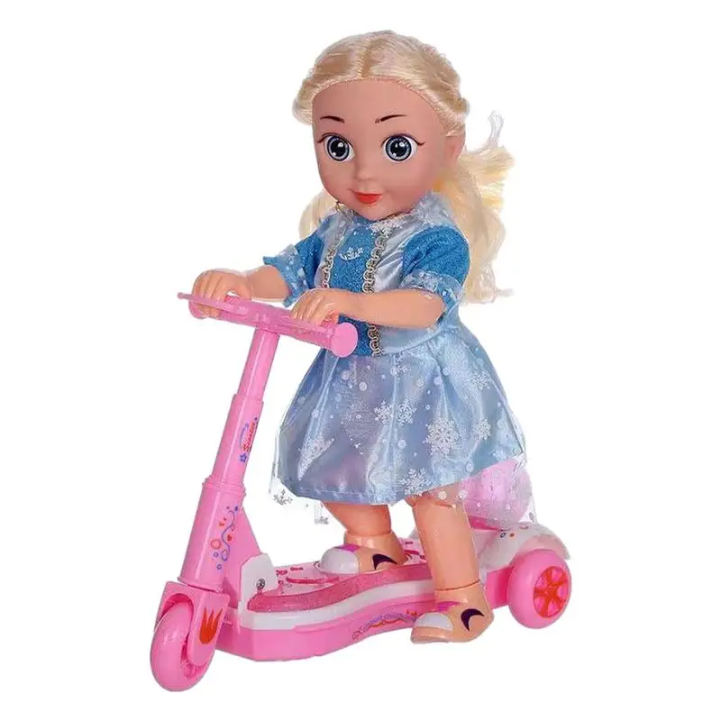 Scooter Set for Dolls Universal Children Electric Scooter Dolls LED Lights Simulation Pretend Play Toys Doll Collection for