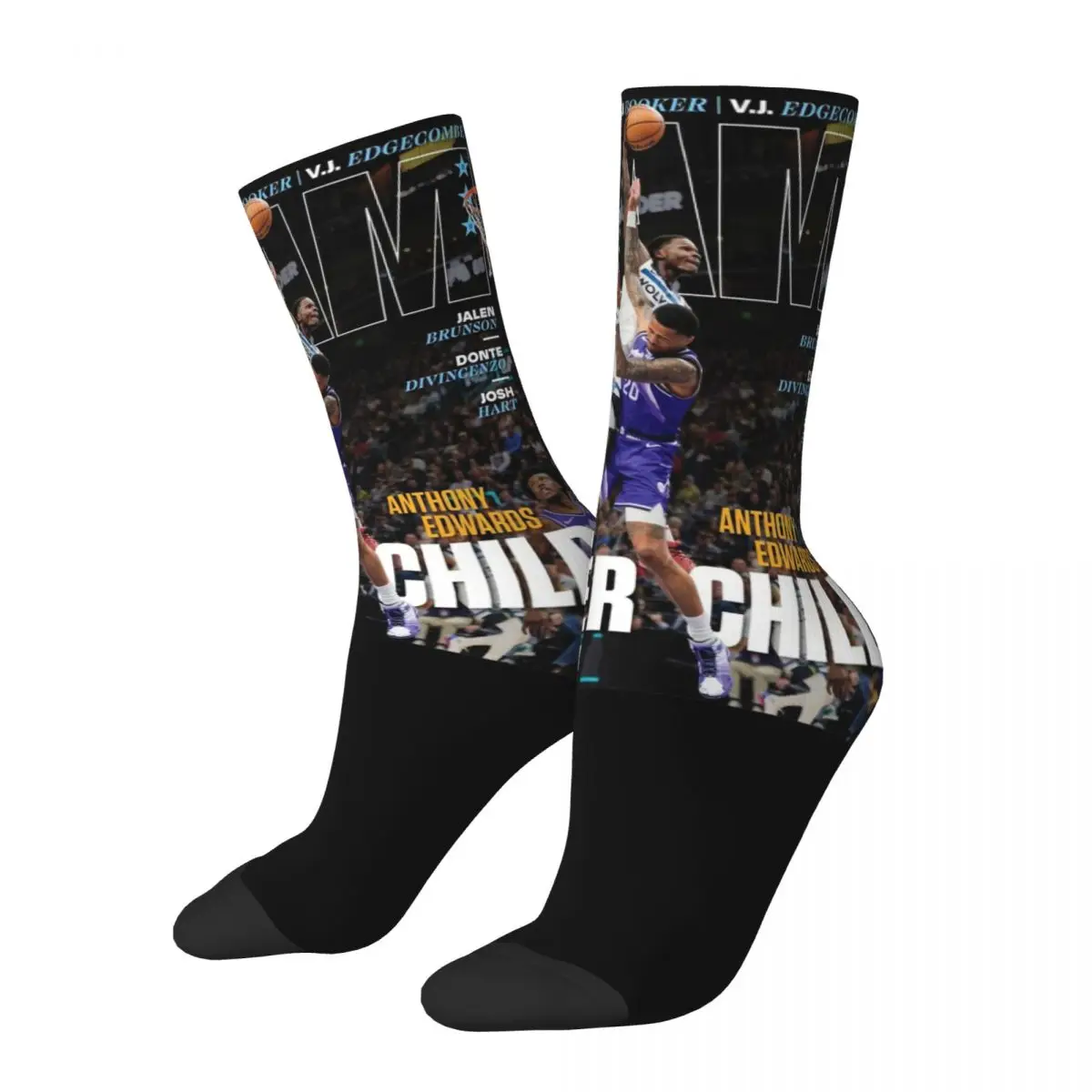 

Men Women Cool Anthony Edwards Basketball Player Socks Comfortable Sports Socks Hip Hop Product Middle TubeSocks Best Gift Idea