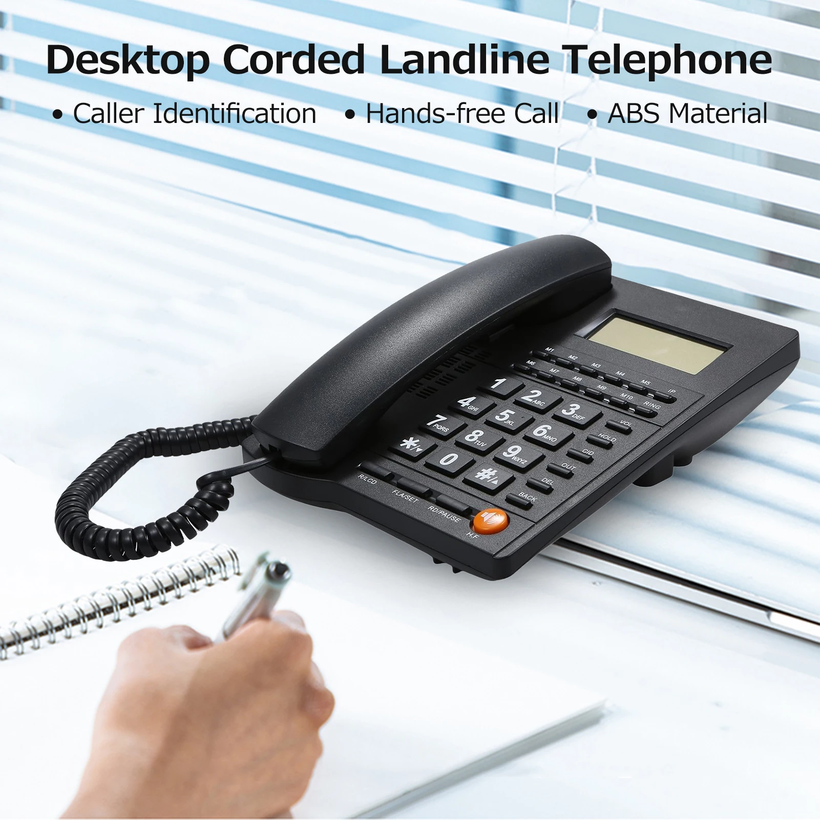 Wired Phone Landline Desktop Corded Telephone With Caller Identification