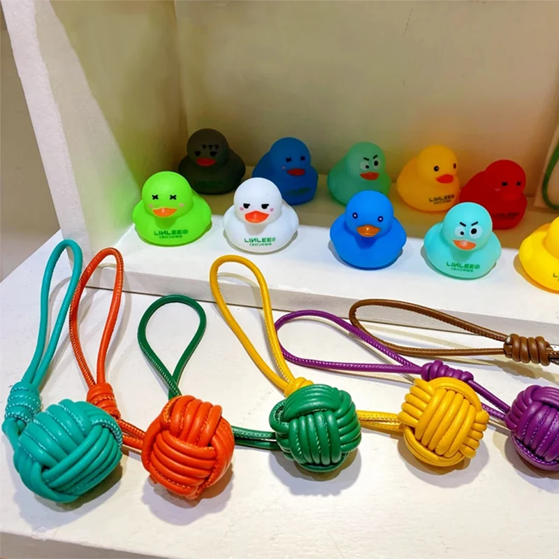 Handmade Luxury PU Leather Weave Ball Pendant - Fashionable Handbag Decoration Wholesale Gift