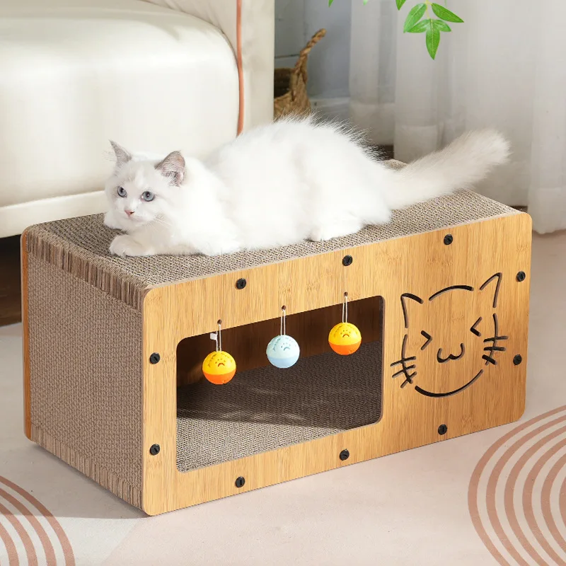 Cat House Cat Scratcher Box Cat Bed Cat Large Scratching Board Nest Staccabile Wood Cats Nest Tiragraffi Carta Ondulata
