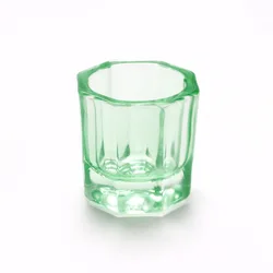 Premium Crystal Glass Acrylic Powder Dappen Dish and Nail Art Brush Cup Tool (Clear green)