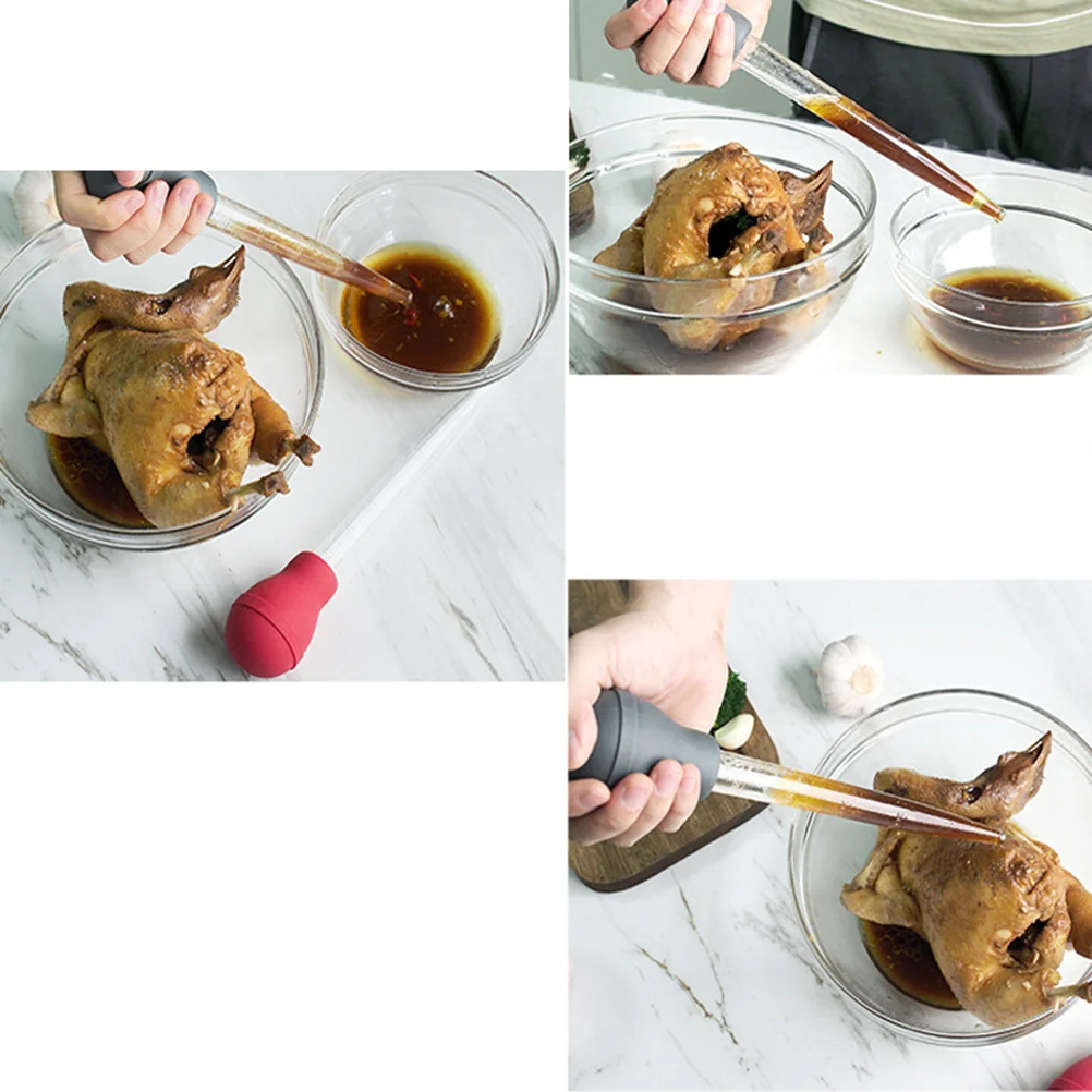 Premium Plastic Turkey Baster Pump Kitchen Oil Dropper Drip Seasoning Tube Clear Cylinder Meat Poultry Tools Kitchen Dining Bar