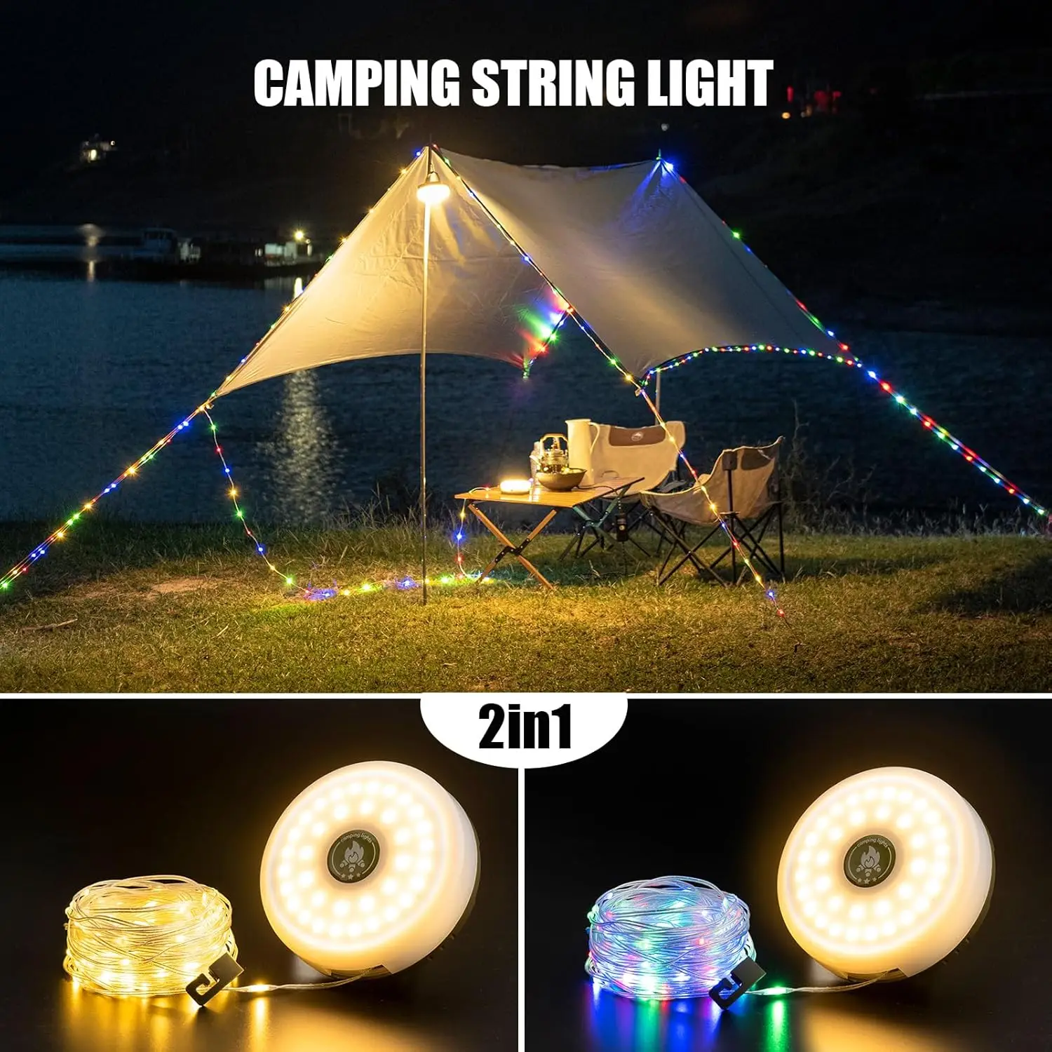 10M Length LED Camping Lamp Strip Atmosphere Waterproof Recyclable Light Belt Ou