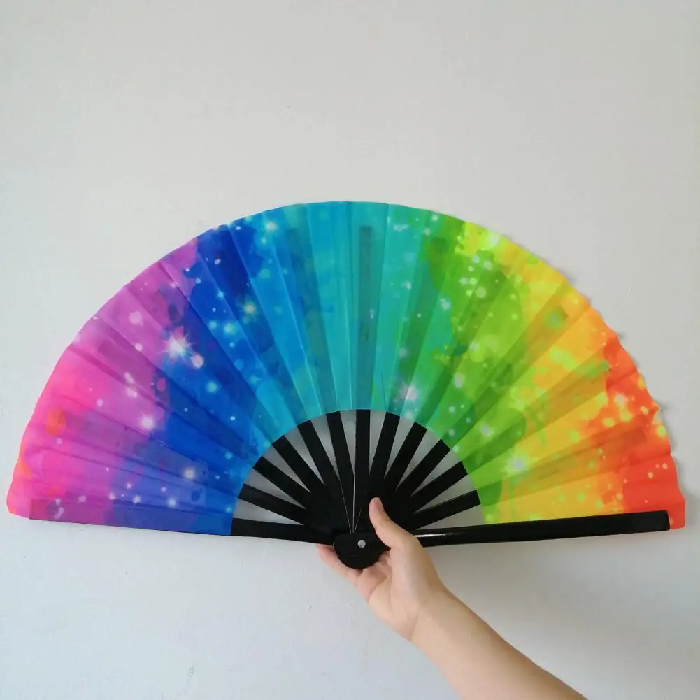 Folding Fan Portable Fan Hand Fan Folding Fan Colorful Holographic Rave Fans Bamboo Hand Fans for Festival Dancing Parties Portable Fan Wedding Gift For Guests