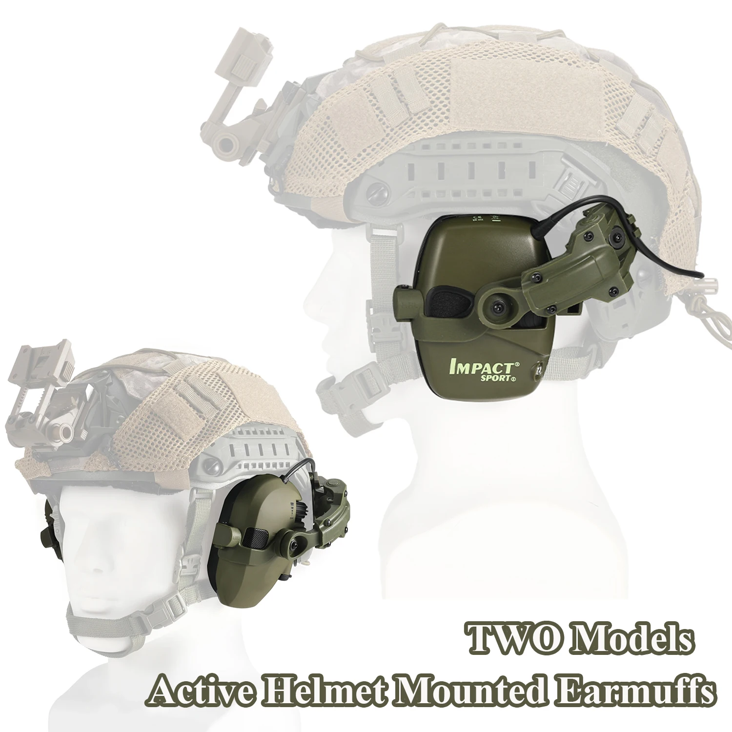 Cuffie attive montate su casco per il tiro, protezione elettronica dell'udito, protezione delle orecchie, riduzione del rumore, cuffie attive per la caccia