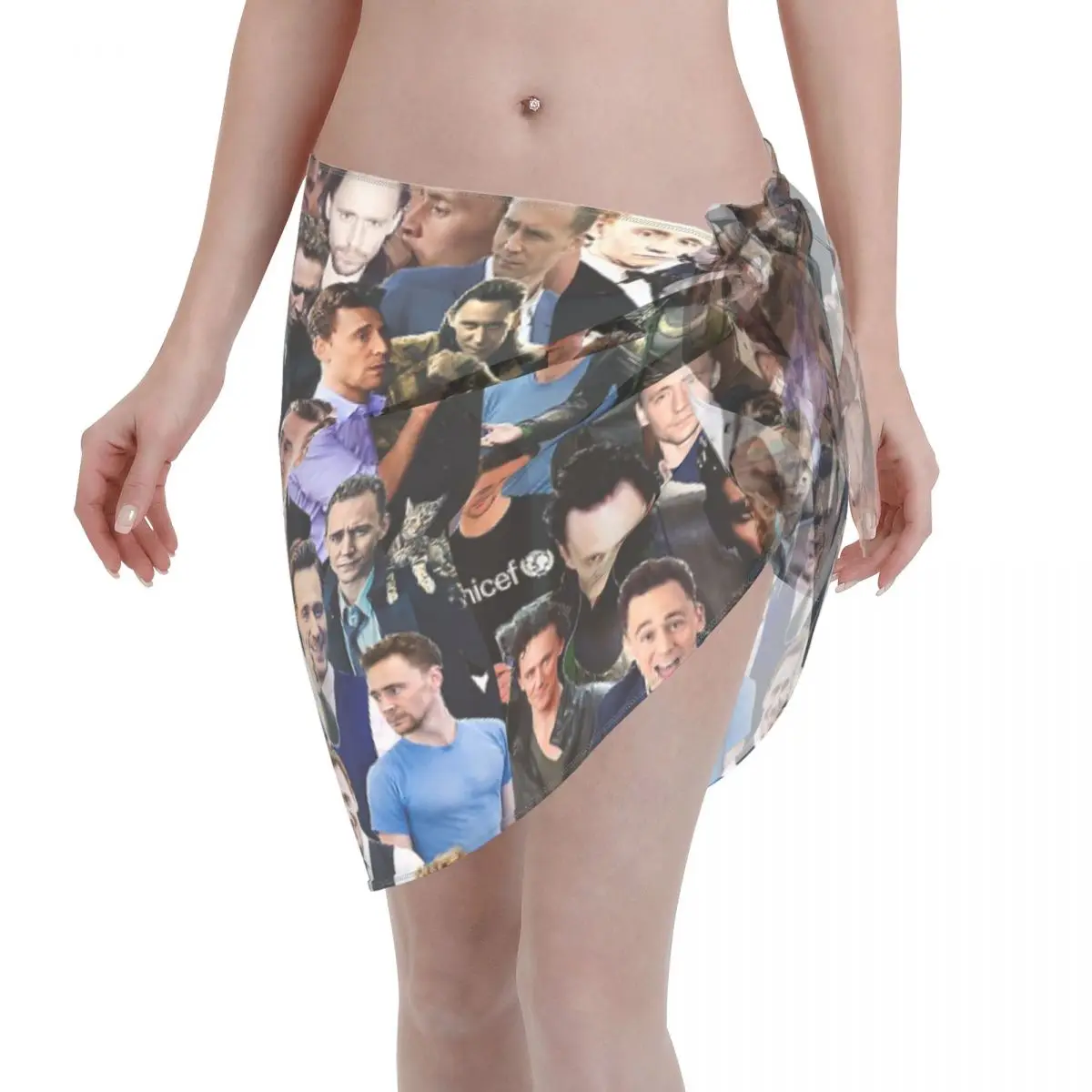 

Tom Hiddleston Collage Pareo Swimwear Cover Ups Women Thomas William Hiddleston Polyester Ladies Skirt Bikini Cover-Up Sarong
