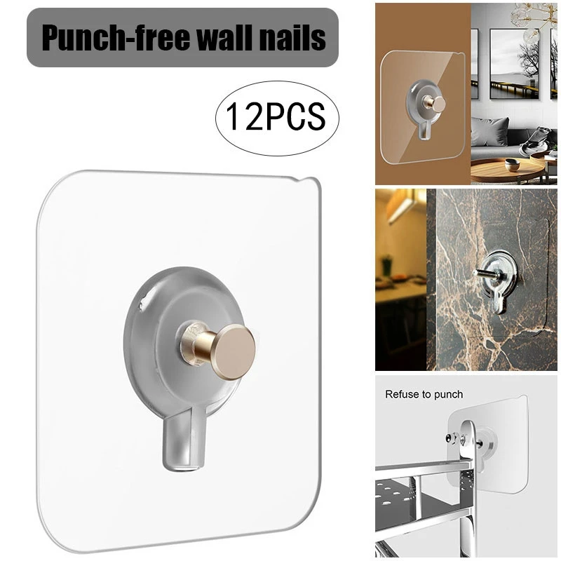 

Качественные самоклеящиеся настенные винты, подвесные гвозди, самоклеящиеся настенные крючки, не сверляющие, не оставляющие следов, кухонные настенные наклейки, 12 шт.