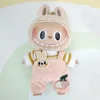 17cm Mini Plush Doll'S Clothes Outfit Accessories For Korea Kpop Exo Labubu Idol Dolls Corduroy overalls T-shirt Clothing Gift 1