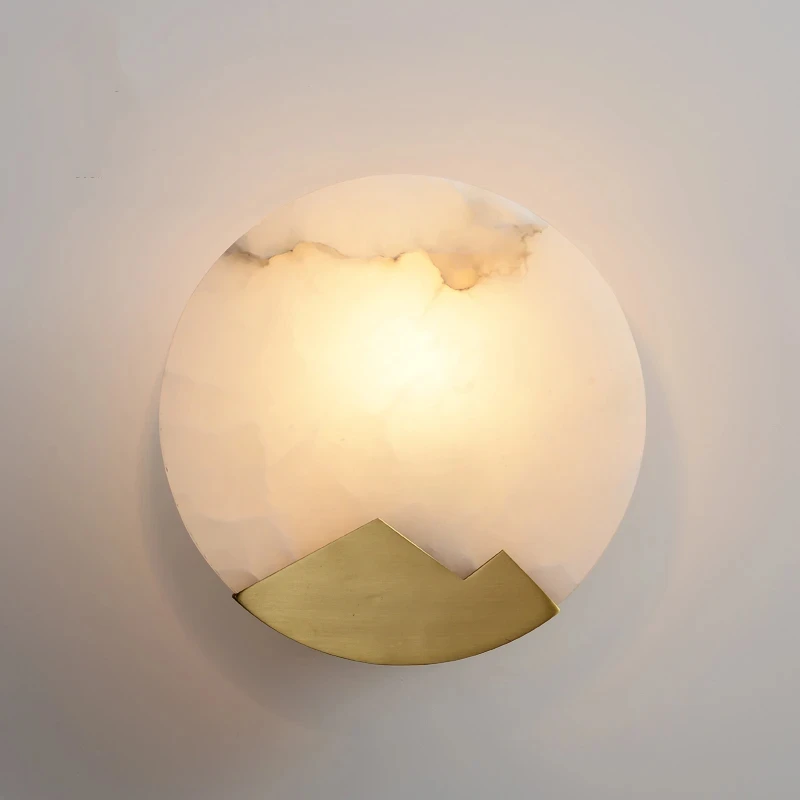 

Marble wall lamp circular LED wall lamp copper modern Nordic wall lamp indoor lighting bedroom living room decoration YX159TB