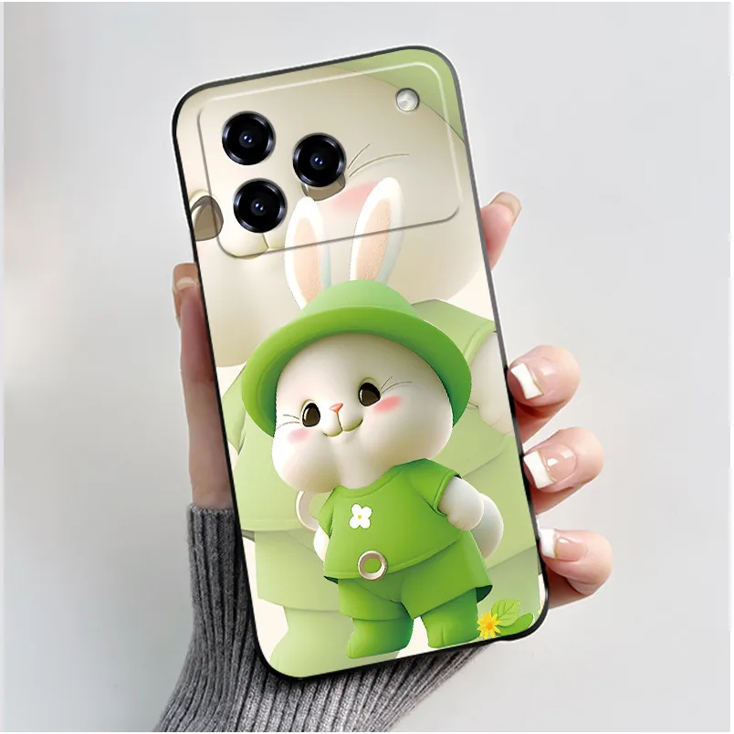 Cute Love Rabbit Cartoon Black Soft Silicone Protective Phone Case