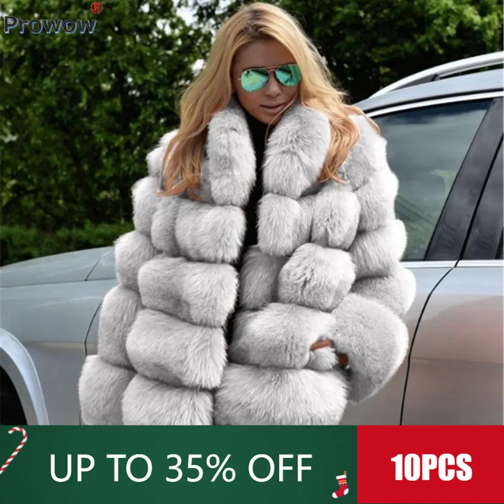 

2022 Winter Fox Fur Coats Women Tops Clothes Luxury Fashion Lady Overcoat Warm Natural Furry Jackets Fluffy Outer Wholesale 8797