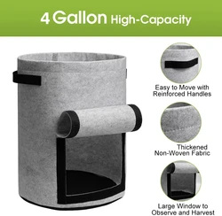 3 Size Nonwoven Fabric Felt Plant Grow Bags (Grey (4 gallon))