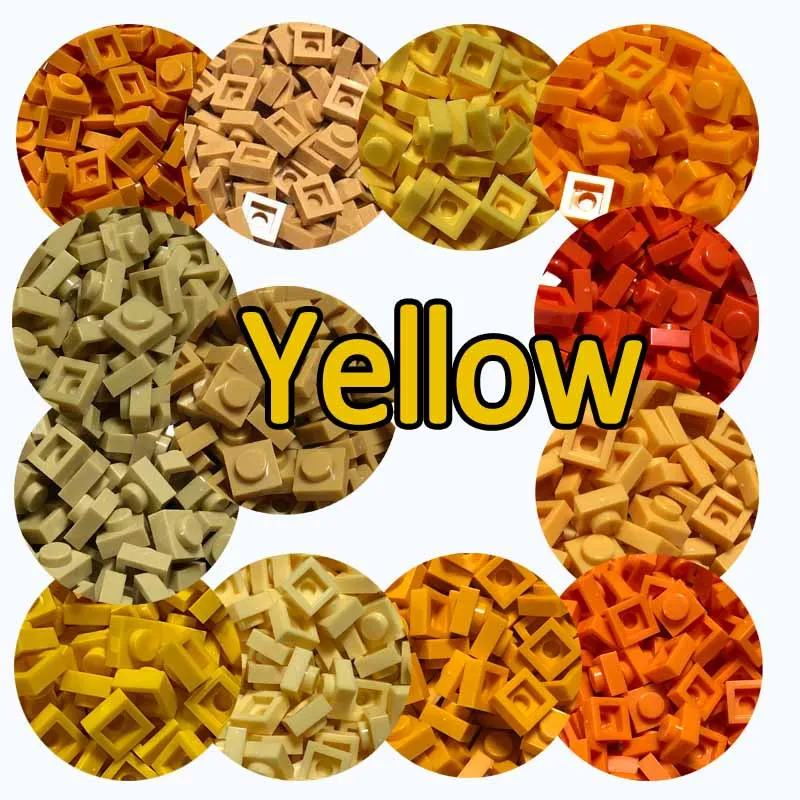 

300PCS Yellow Color Plate 1x1 3024 Building Block Parts Brick for Kid Pixel Art Remix Painting QR Code Children DIY Toys