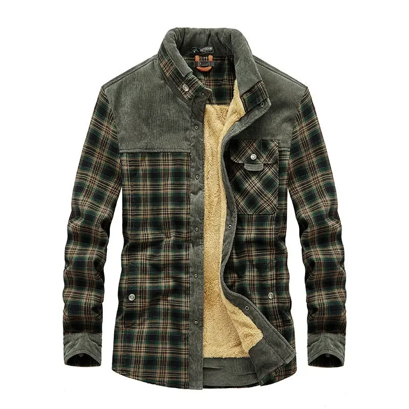 Men Plaid Shirts Winter Jackets Fleece Warm Shirts Coats High Quality Men Cotton Fit Business Casual Outerwear Shirts Jackets 4 image_1