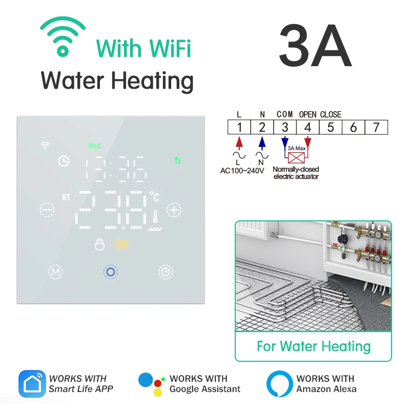 WiFi-Enabled Smart Thermostat for Floor Heating and Gas Boilers with Voice Control