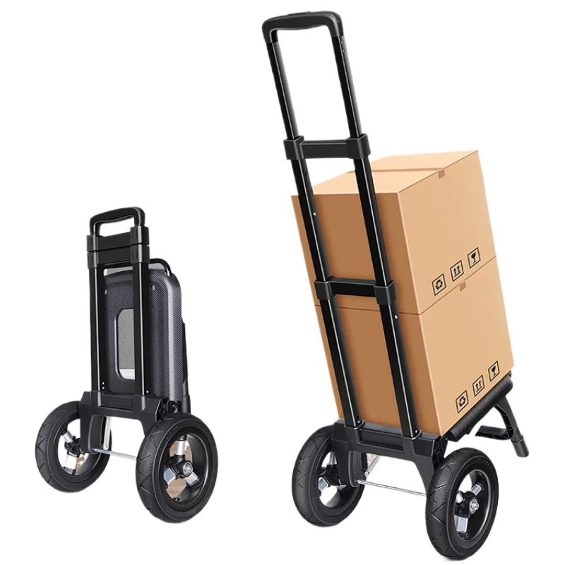trailer folding small cart household shopping grocery small cart pulling goods pull rod for outdoor large wheeled handcart