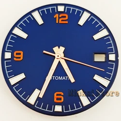 Black and White Watch Dial with Green Luminous Markers, 31mm (Blue Rose Gold)