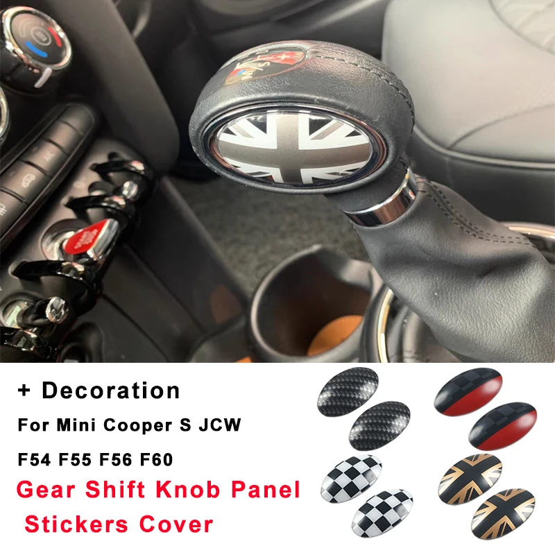 Grey Union Jack Flag Automatic Gear Knob Cover Sticker For Mini Cooper