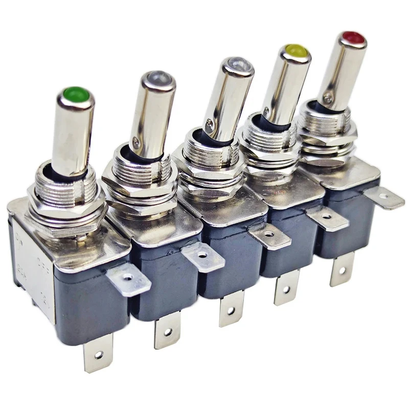 12V 20A Illuminated LED Toggle Switch 1Pcs Auto Car Boat Truck Red Blue Green Yellow White toggle switch