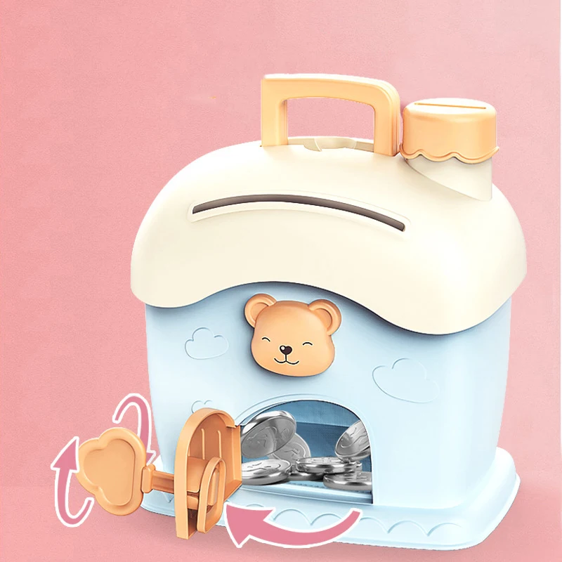 Cartoon DIY Stickers Piggy Bank Kawaii Large Capacity Cute Small House key Piggy Bank Storage Box Holiday Gifts for Kids