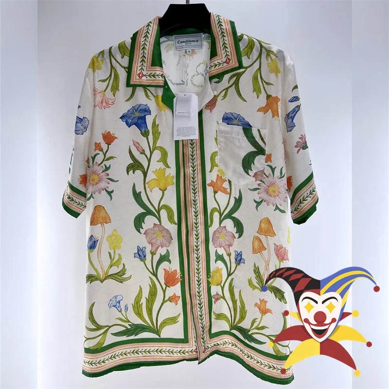 

Silk Casablanca Shirts High Quality Flower Short Sleeve Cardigan Hawaiian Shirt for Men Women