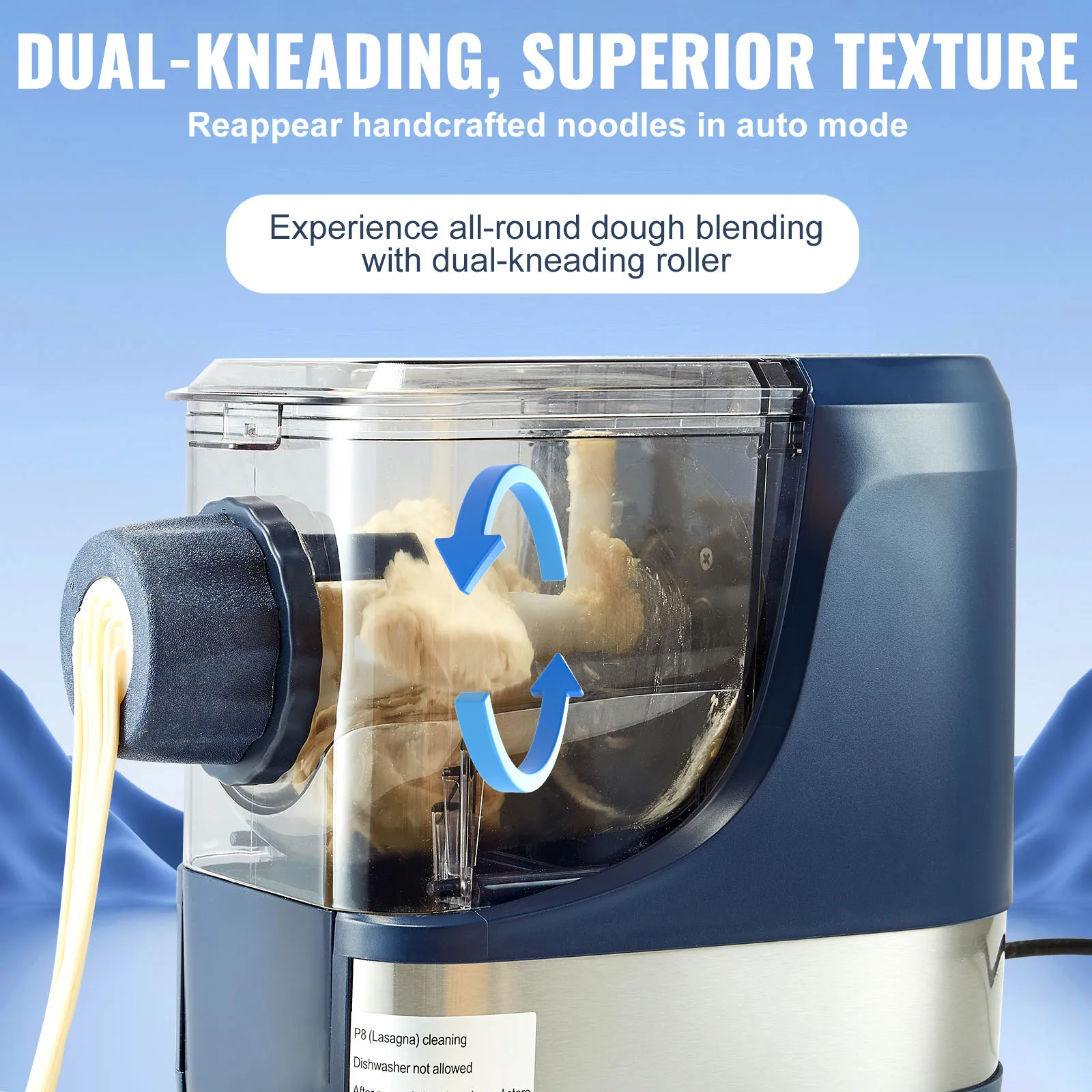 SucceBuy Electric Pasta Maker Automatic Noodle Maker Machine with 4 Intelligent Modes 500g Flour Capacity Pasta Maker Machine 4