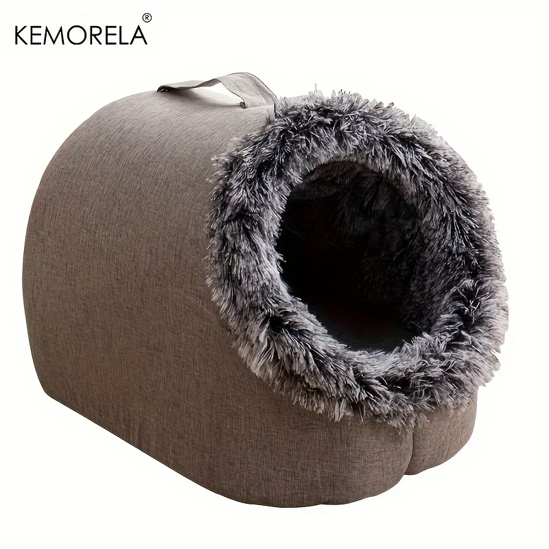 KEMORELA Cat Bed Comfortable Pet Sleeping Bed, Portable Cat Bed Warm And Thickened Pet Bed With Handle Portable Cat Bed_voghion.com