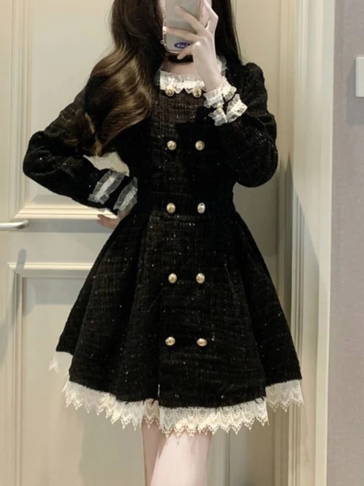 Vintage Black Dress Sleeves | Vintage Long Sleeve Black Dress - Autumn Black  Vintage - Aliexpress