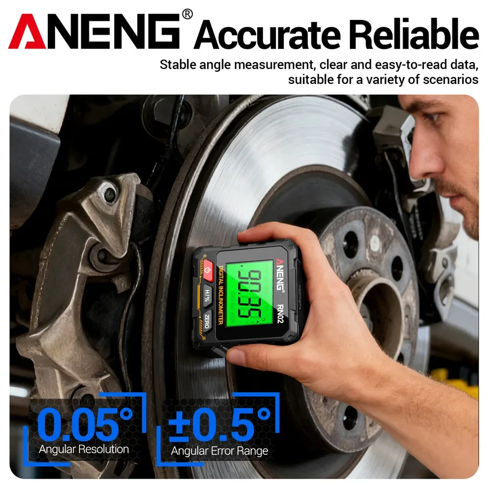 Magnetic Rechargeable Digital Angle Finder ANENG RN02/RN03 Laser Inclinometer USB Protractor Level Angle Ruler Measurement