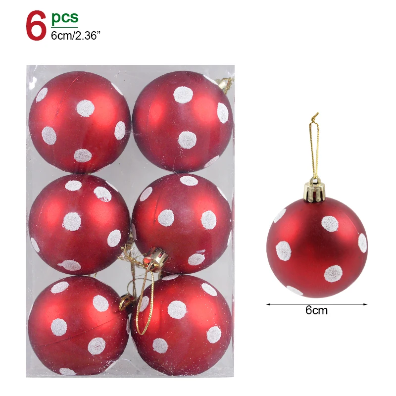 thumbnail image 1 of 6 piezas/caja de 6 cm, adornos de bolas de Navidad para colgar en el árbol de Navidad, decoraciones navideñas para el hogar, regalo de Navidad y Año Nuevo 2024, 1 of 5