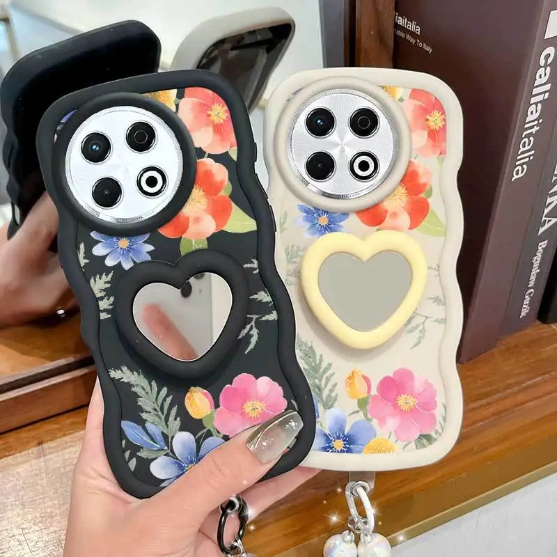 Floral Multi-Function Phone Case with Lanyard and Stand - 3-Piece Set