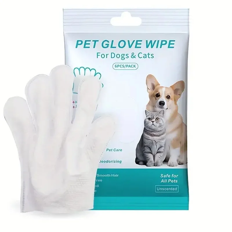 Pet Glove Wipes for Dogs and Cats Cleaning & Deodorising Moisture-rich Thickened Gloves pet grooming gloves