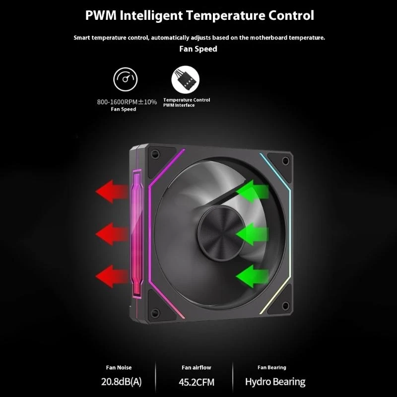 31BA 120 -mm -PC -Fall Fan Argb Illuminatiing Computer Cooling Lüfter mit Seitenbeleuchtung Verbessert die visuelle Dynamik – Detail 8