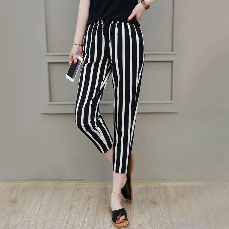 Summer Women's Thin Casual Versatile Loose Cropped Pants Fashion High Waist Small Feet Harlan Pants