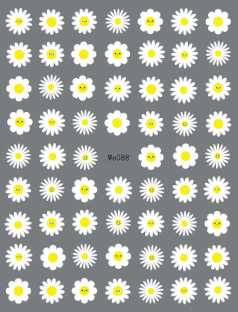 Nail Art Flower Daisy Embossed Stickers Nail Sliders Simple Floral Design Elegant Self Adhesive Nail Art Decals Decoration 5