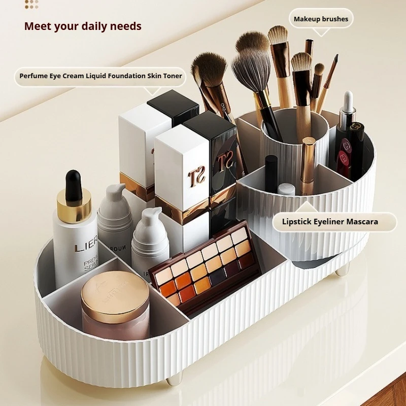 360°Rotating Makeup Organizer for Vanity Makeup Brush Holder Cosmetic Organizer Lipstick Eyebrow Pencil Holder Jewelry Container 3