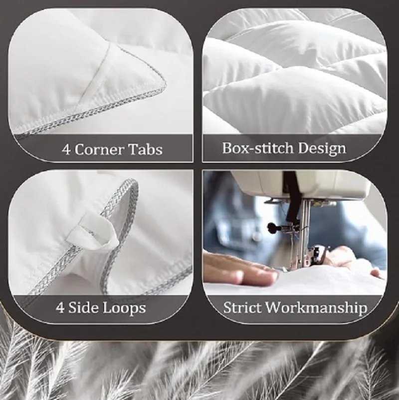 downluxe Luxurious Down Fiber Comforter with Premium Fabric, All Seasons Medium Warmth Duvet Insert King, Hotel Collection Down 4