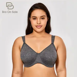  Womens Plus Size Bras Minimizer Underwire Full Coverage  Unlined Seamless Cup Cameo Heather 34G