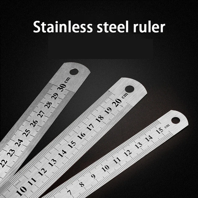 1PC 15-30cm Stainless Steel Metal Straight Ruler Tool Double Sided Measuring Tool 2