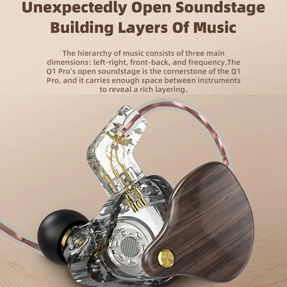 Проводные наушники Q1Pro с микрофоном, 2-контактный Разъемный кабель, шумоподавление, 3,5 мм, стереозвук, телефон, компьютерные наушники, спорт, W