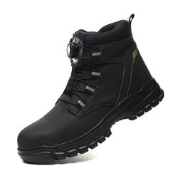 Men's Waterproof Indestructible Steel Toe Work Boots - Anti-Smash & Stab-Resistant Safety Shoes - 45 (Black)