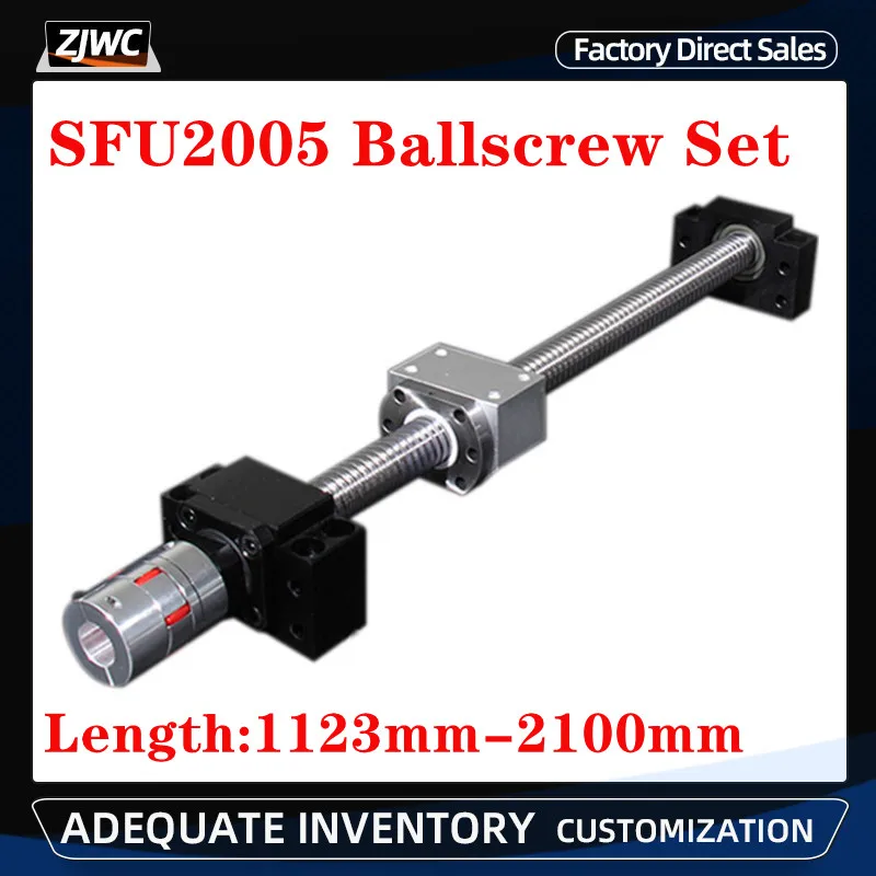 SBR20-1000mm linear 2 rail+RM2005 ball screw+1set BKBF15 bearing+nut housing CNC