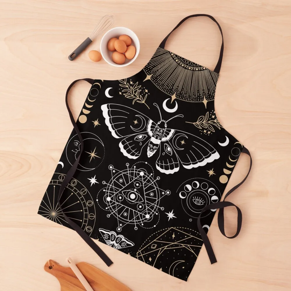 

Luna Moth Moon Phases Witchy Dark Academia Aesthetic - Butterflies Moon Phases - Witchy Goth Vibes - Wicca Constellation Apron